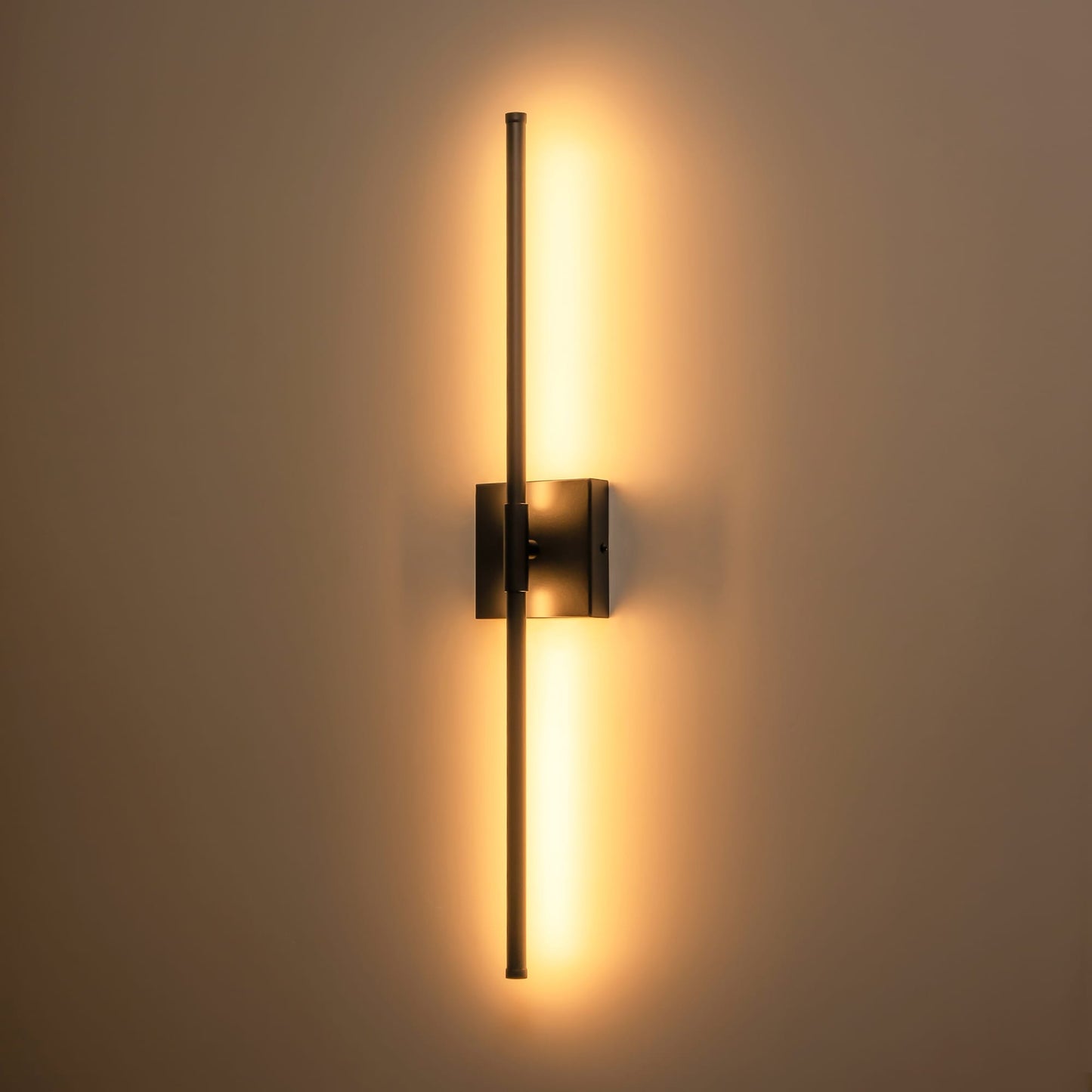Applique murale linéaire moderne à 1 ampoule, noire/dorée/nickel, à LED, à intensité variable, pour salle de bain
