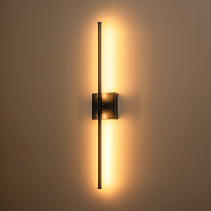 Applique murale linéaire moderne à 1 ampoule, noire/dorée/nickel, à LED, à intensité variable, pour salle de bain