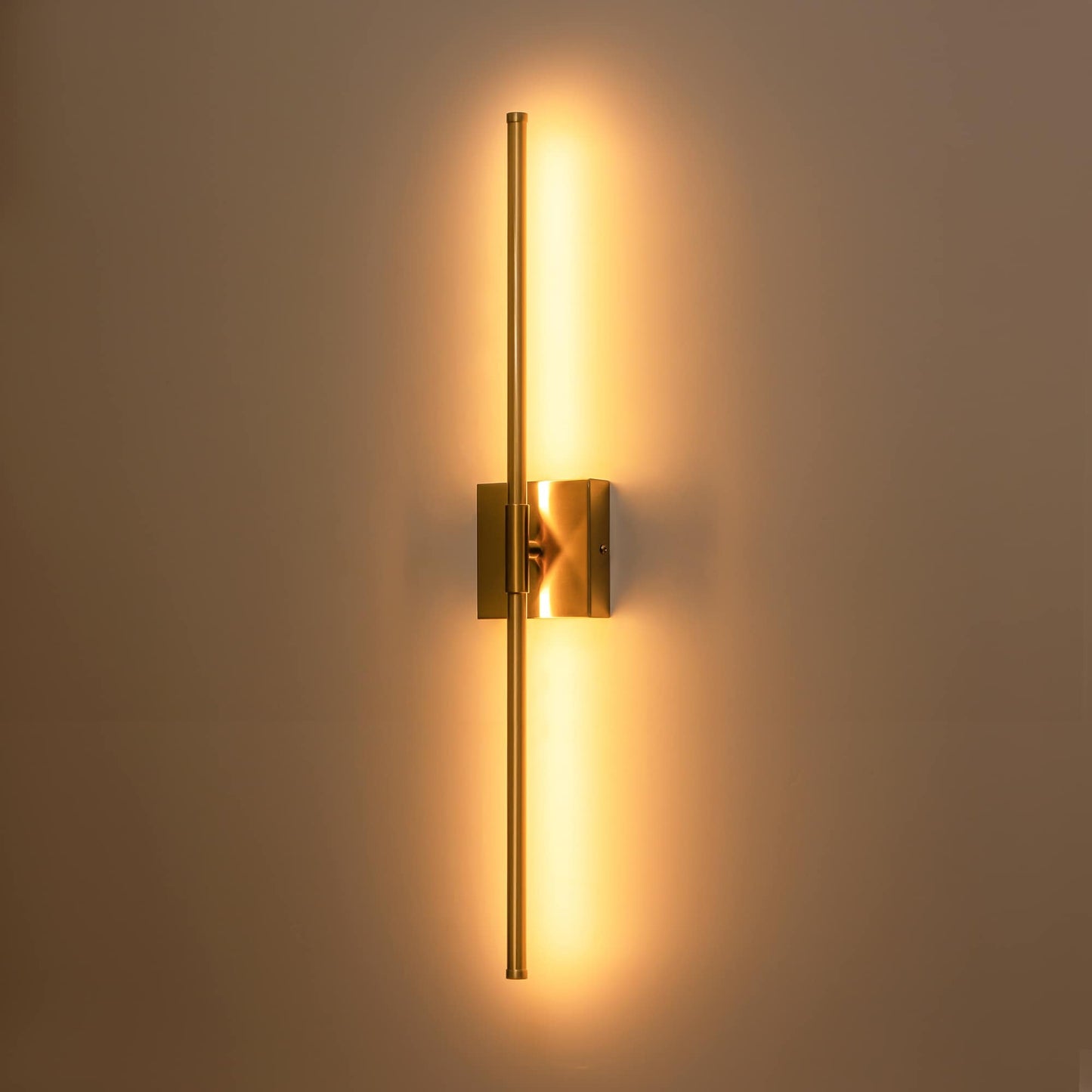 Applique murale linéaire moderne à 1 ampoule, noire/dorée/nickel, à LED, à intensité variable, pour salle de bain