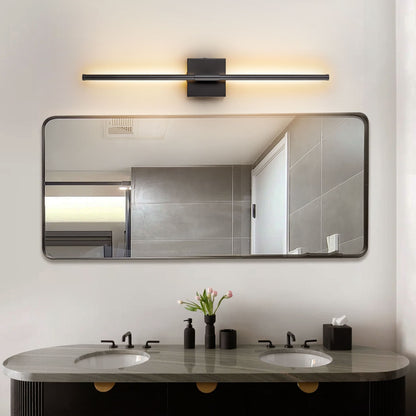 Applique murale linéaire moderne à 1 ampoule, noire/dorée/nickel, à LED, à intensité variable, pour salle de bain