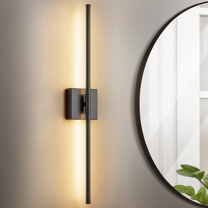 Applique murale linéaire moderne à 1 ampoule, noire/dorée/nickel, à LED, à intensité variable, pour salle de bain