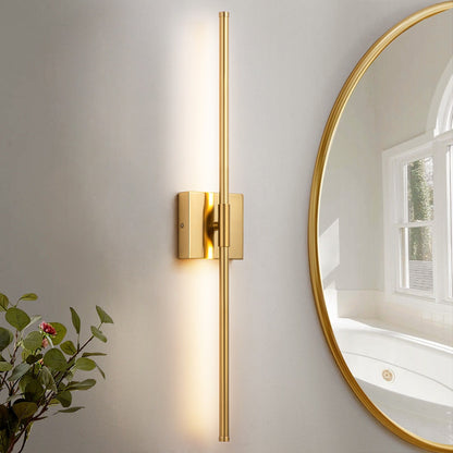 Applique murale linéaire moderne à 1 ampoule, noire/dorée/nickel, à LED, à intensité variable, pour salle de bain