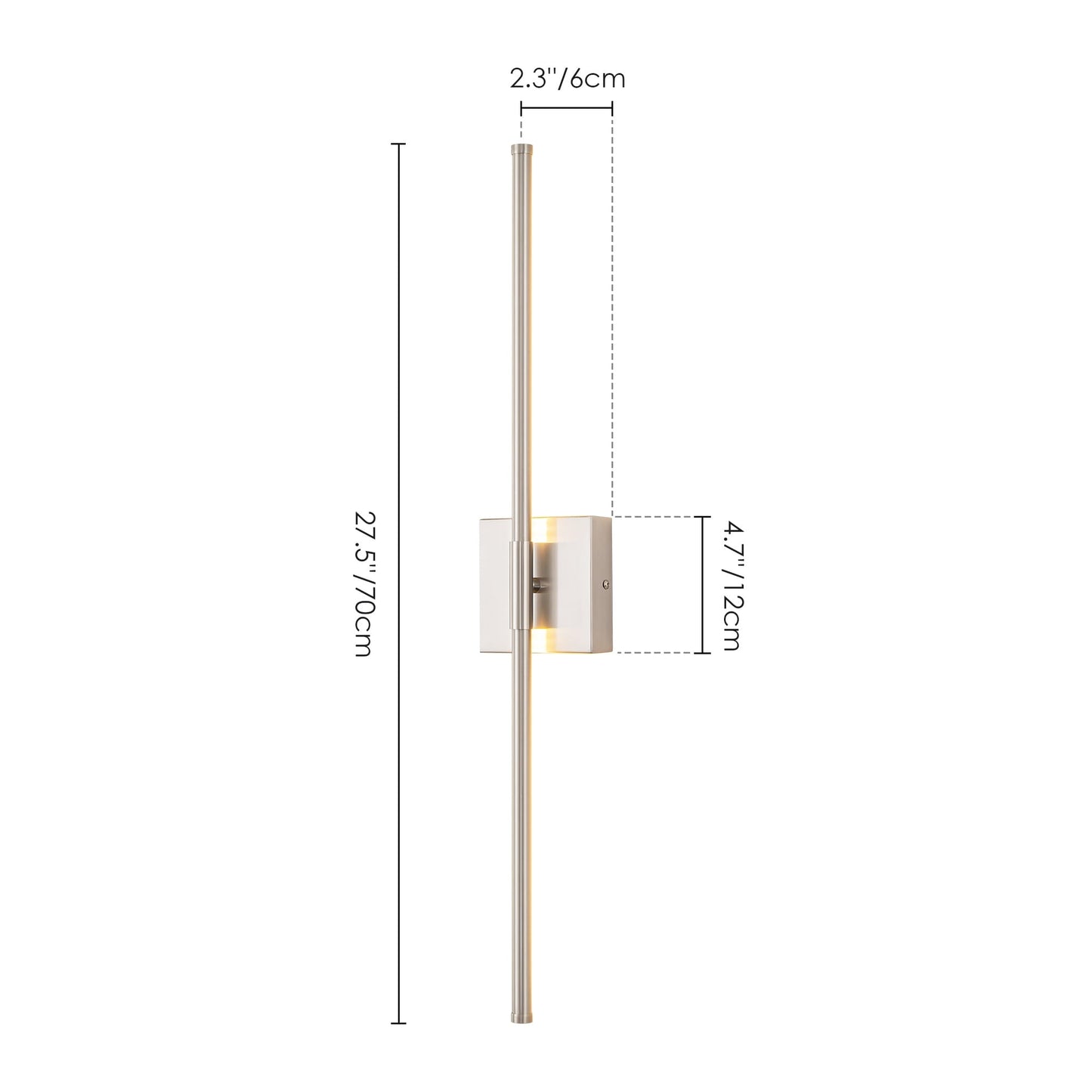 Applique murale linéaire moderne à 1 ampoule, noire/dorée/nickel, à LED, à intensité variable, pour salle de bain