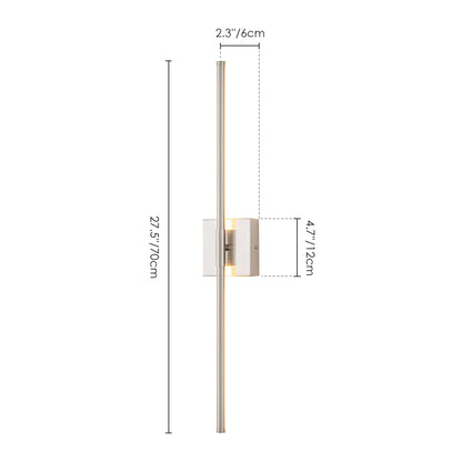 Applique murale linéaire moderne à 1 ampoule, noire/dorée/nickel, à LED, à intensité variable, pour salle de bain
