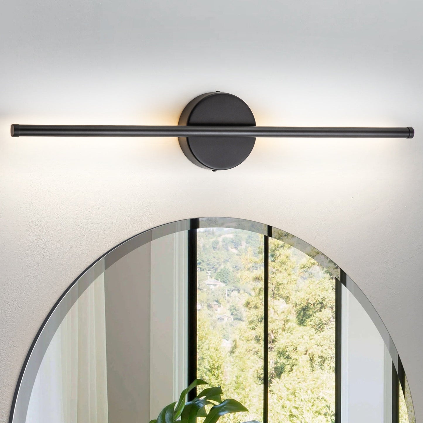 Applique murale linéaire moderne à 1 ampoule, noire/dorée/nickel, à LED, à intensité variable, pour salle de bain