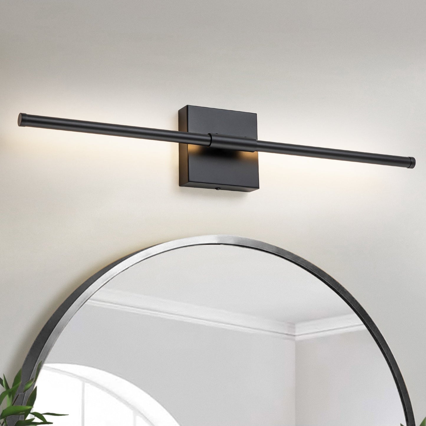 Applique murale linéaire moderne à 1 ampoule, noire/dorée/nickel, à LED, à intensité variable, pour salle de bain