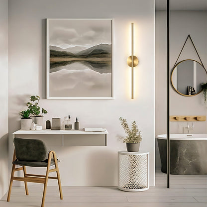 Applique murale linéaire moderne à 1 ampoule, noire/dorée/nickel, à LED, à intensité variable, pour salle de bain