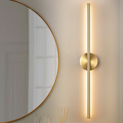 Applique murale linéaire moderne à 1 ampoule, noire/dorée/nickel, à LED, à intensité variable, pour salle de bain