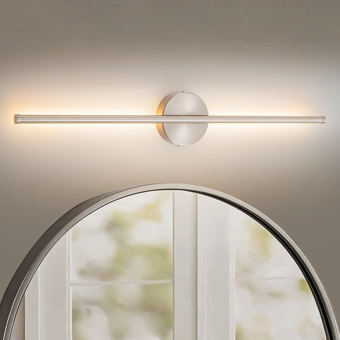 Applique murale linéaire moderne à 1 ampoule, noire/dorée/nickel, à LED, à intensité variable, pour salle de bain