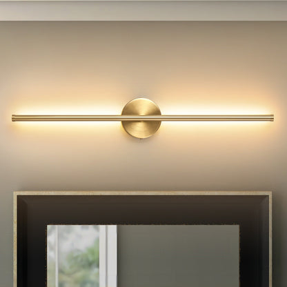 Applique murale linéaire moderne à 1 ampoule, noire/dorée/nickel, à LED, à intensité variable, pour salle de bain