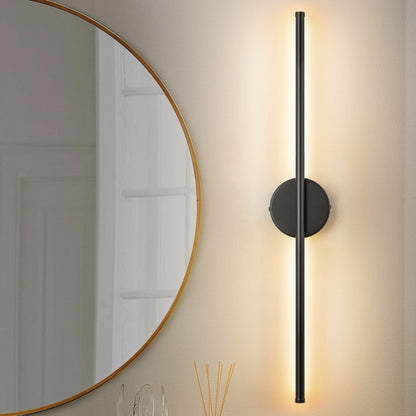 Applique murale linéaire moderne à 1 ampoule, noire/dorée/nickel, à LED, à intensité variable, pour salle de bain