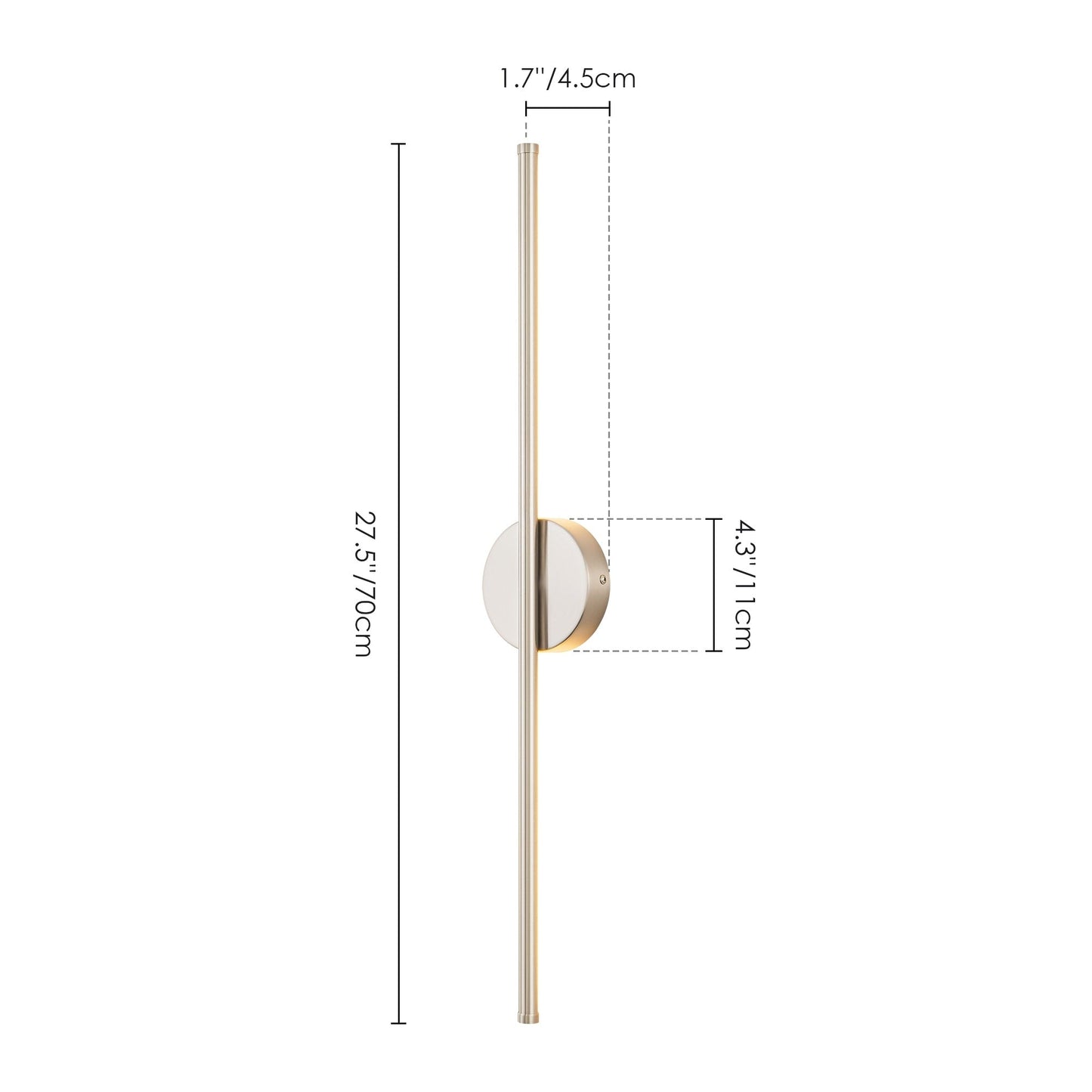 Applique murale linéaire moderne à 1 ampoule, noire/dorée/nickel, à LED, à intensité variable, pour salle de bain