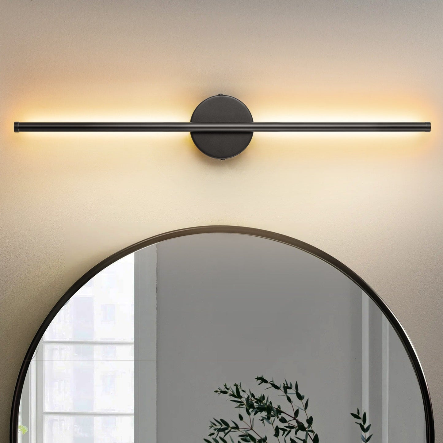 Applique murale linéaire moderne à 1 ampoule, noire/dorée/nickel, à LED, à intensité variable, pour salle de bain