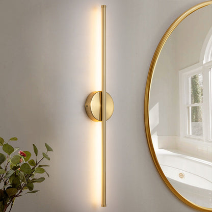 Applique murale linéaire moderne à 1 ampoule, noire/dorée/nickel, à LED, à intensité variable, pour salle de bain