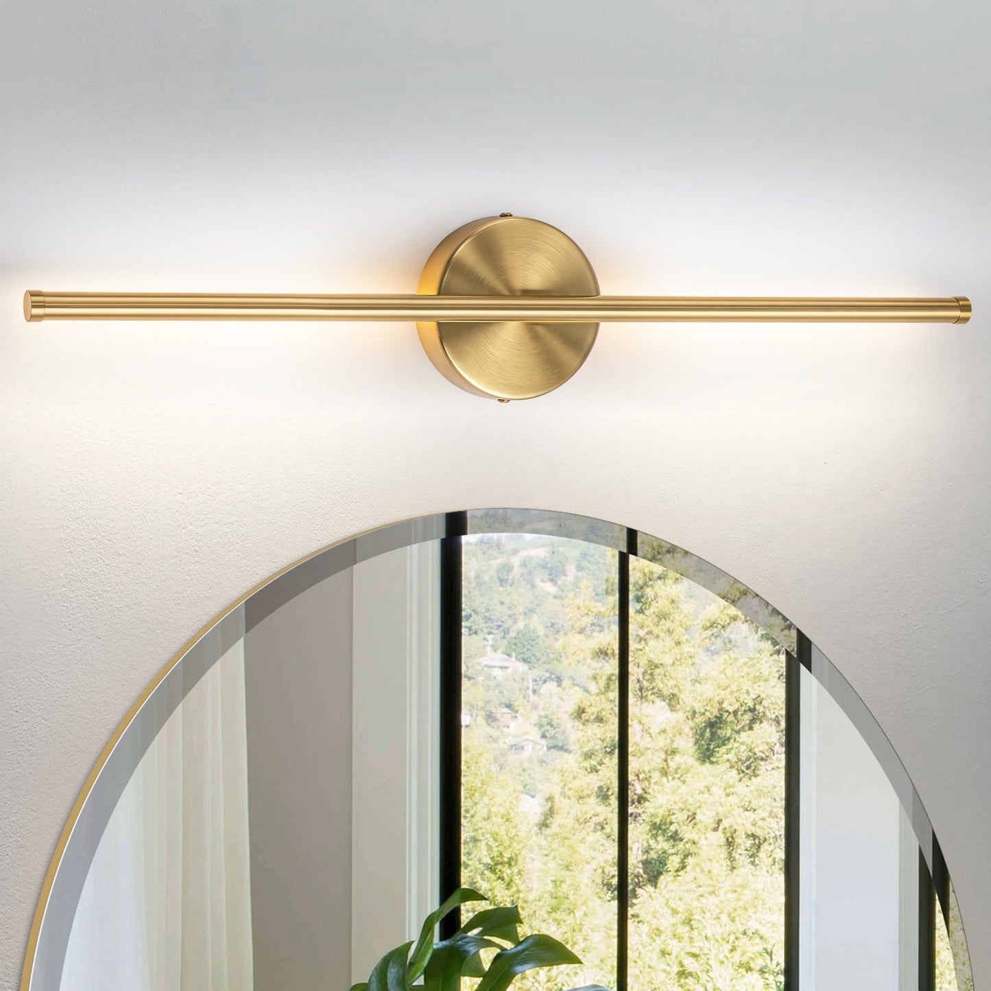 Applique murale linéaire moderne à 1 ampoule, noire/dorée/nickel, à LED, à intensité variable, pour salle de bain
