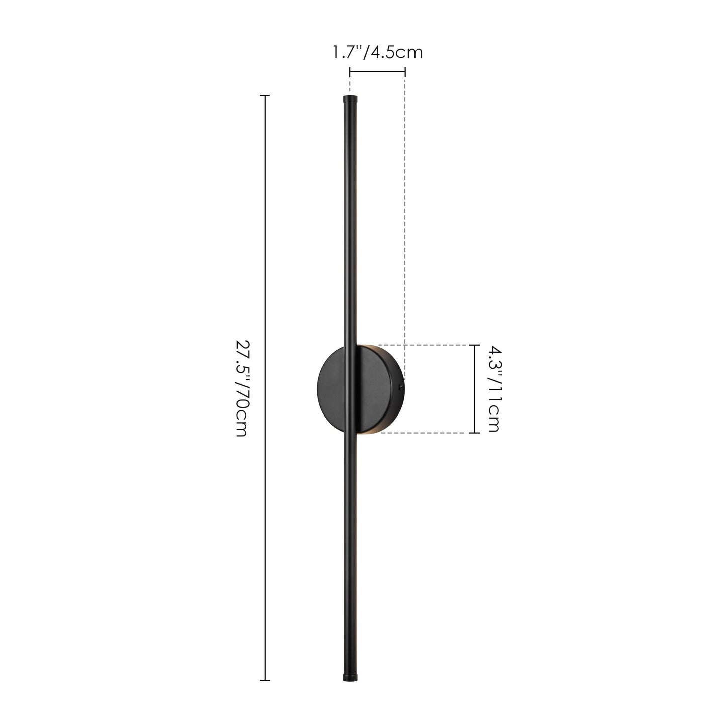 Applique murale linéaire moderne à 1 ampoule, noire/dorée/nickel, à LED, à intensité variable, pour salle de bain