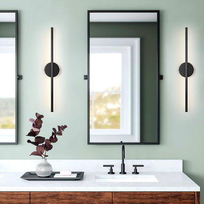 Applique murale linéaire moderne à 1 ampoule, noire/dorée/nickel, à LED, à intensité variable, pour salle de bain