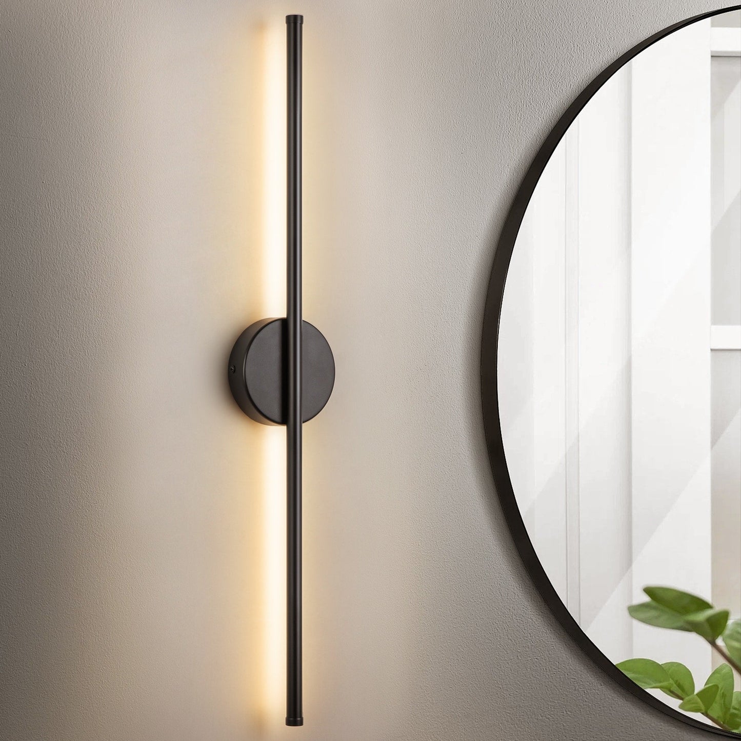 Applique murale linéaire moderne à 1 ampoule, noire/dorée/nickel, à LED, à intensité variable, pour salle de bain