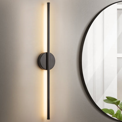 Applique murale linéaire moderne à 1 ampoule, noire/dorée/nickel, à LED, à intensité variable, pour salle de bain