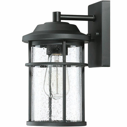Lanterne murale d'extérieur noire en forme de dôme de grange côtière à 1 lumière en verre transparent