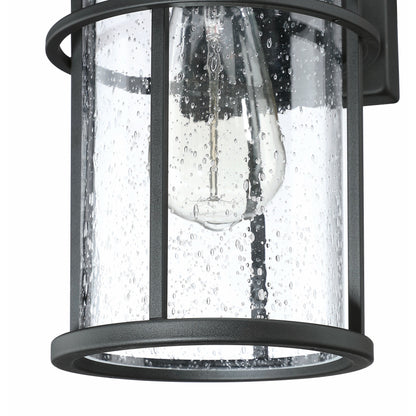 Lanterne murale d'extérieur noire en forme de dôme de grange côtière à 1 lumière en verre transparent