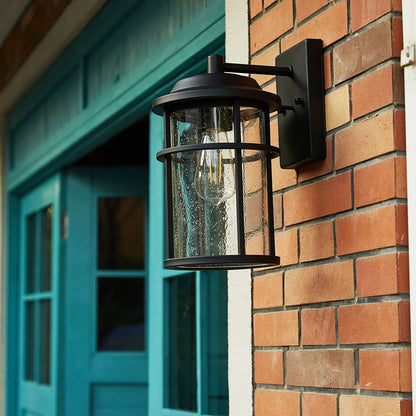 Lanterne murale d'extérieur noire en forme de dôme de grange côtière à 1 lumière en verre transparent