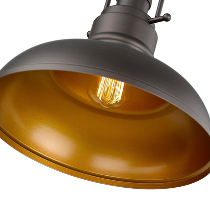 Suspension à dôme en métal de style industriel à 1 ampoule, finition bronze huilé