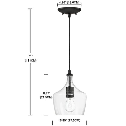 Suspension en verre transparent en forme de larme pour îlot de cuisine à 1 lumière (1 ou 3 packs au choix)