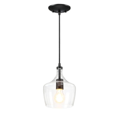 Suspension en verre transparent en forme de larme pour îlot de cuisine à 1 lumière (1 ou 3 packs au choix)