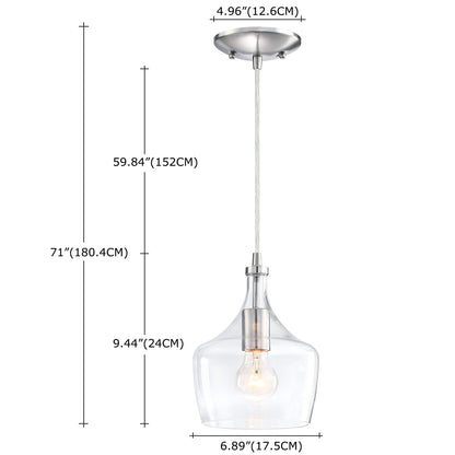 Suspension en verre transparent en forme de larme pour îlot de cuisine à 1 lumière (1 ou 3 packs au choix)