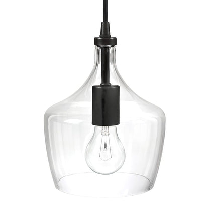Suspension en verre transparent en forme de larme pour îlot de cuisine à 1 lumière (1 ou 3 packs au choix)