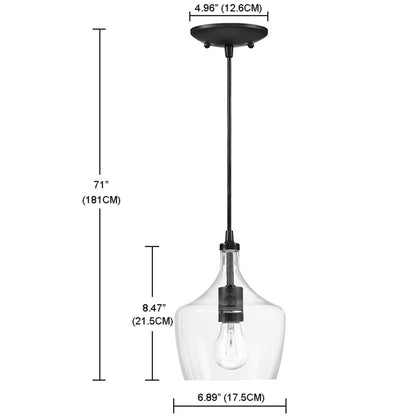 Suspension en verre transparent en forme de larme pour îlot de cuisine à 1 lumière (1 ou 3 packs au choix)