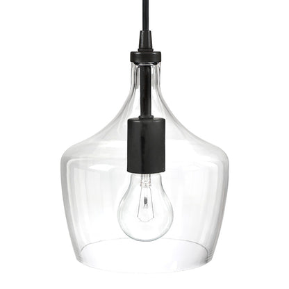Suspension en verre transparent en forme de larme pour îlot de cuisine à 1 lumière (1 ou 3 packs au choix)