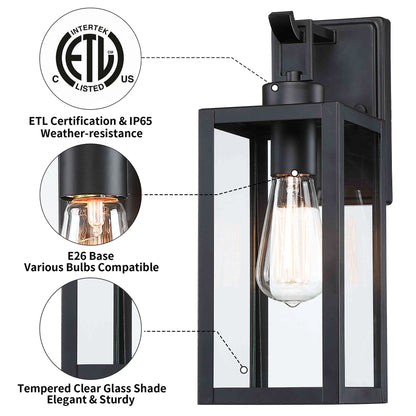 Lanterne murale d'extérieur moderne noire mate à 1 ampoule