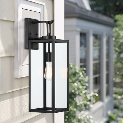 Lanterne murale d'extérieur moderne noire mate à 1 ampoule