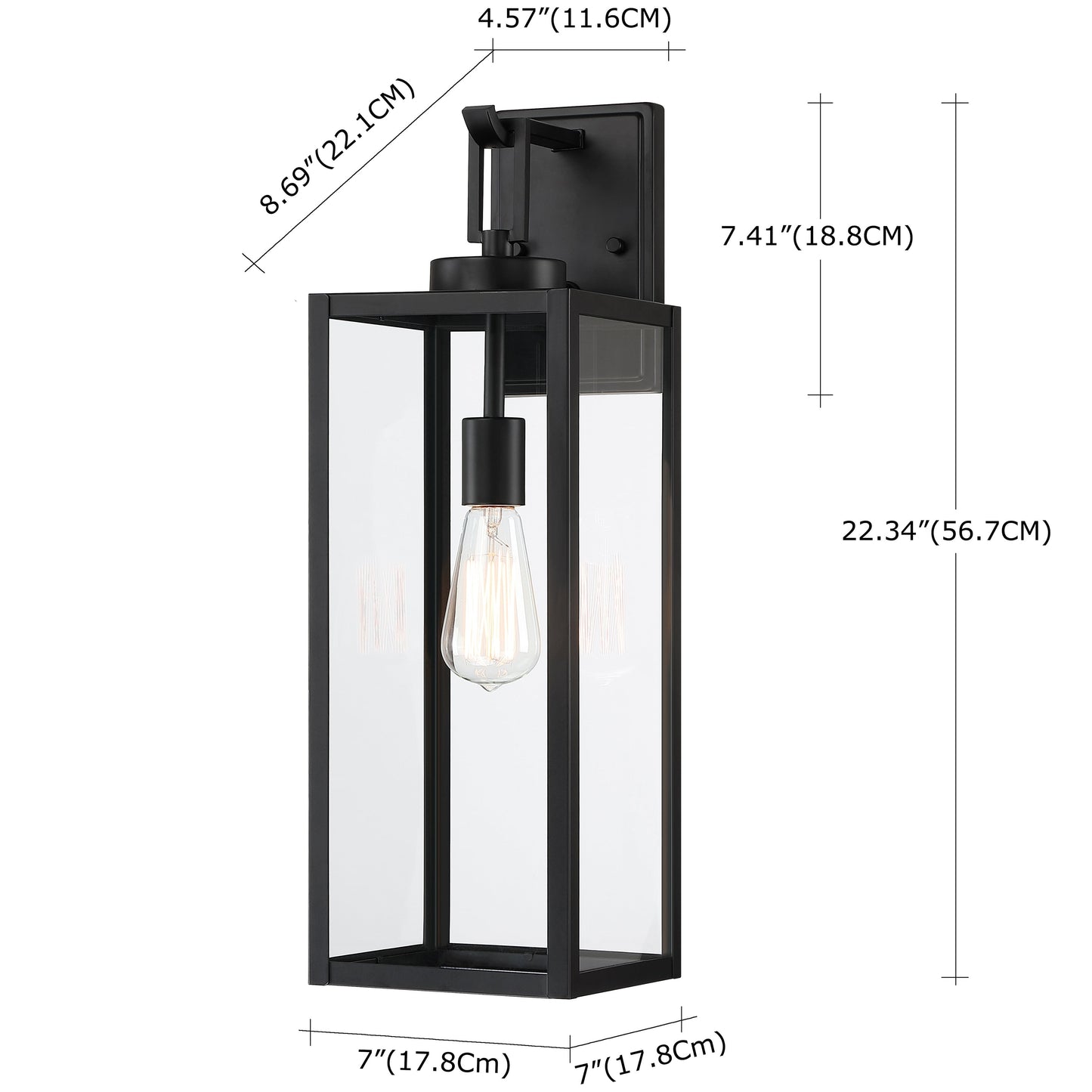 Lanterne murale d'extérieur moderne noire mate à 1 ampoule