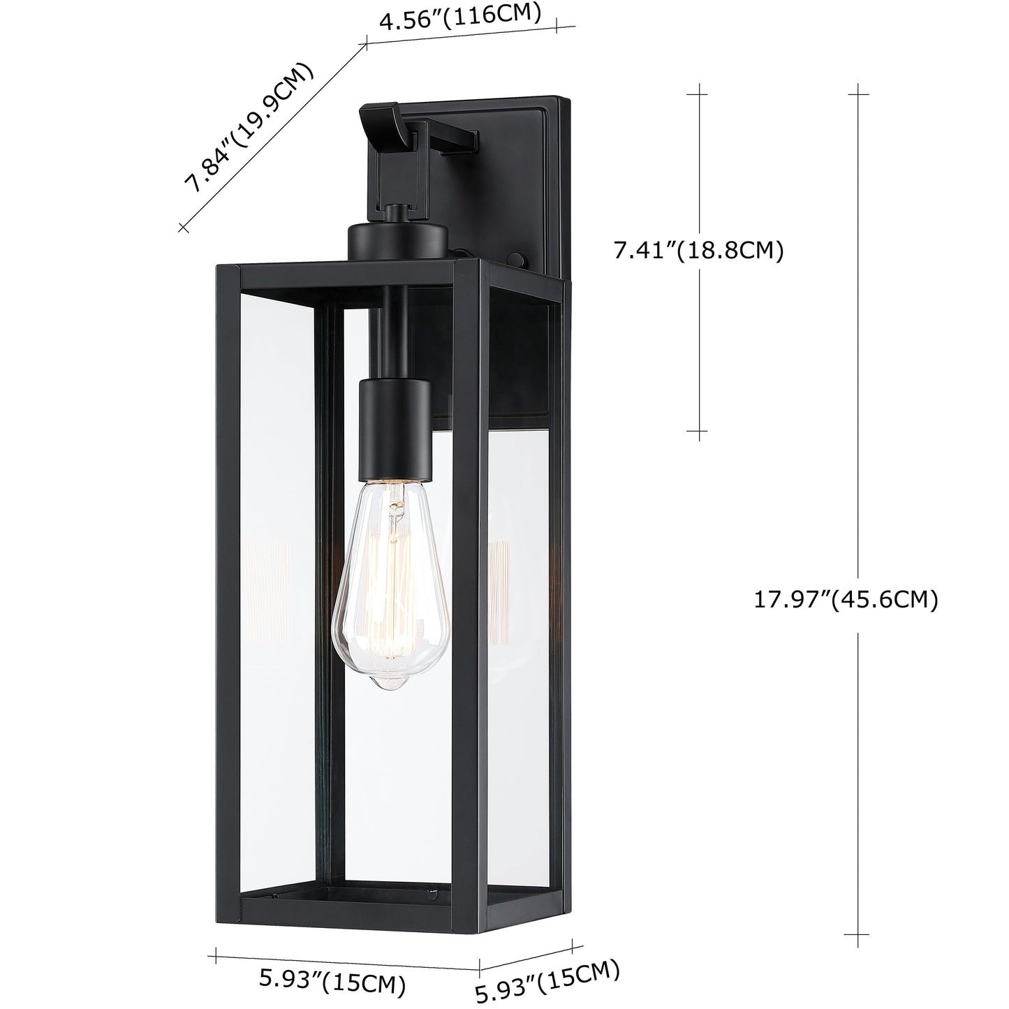 Lanterne murale d'extérieur moderne noire mate à 1 ampoule