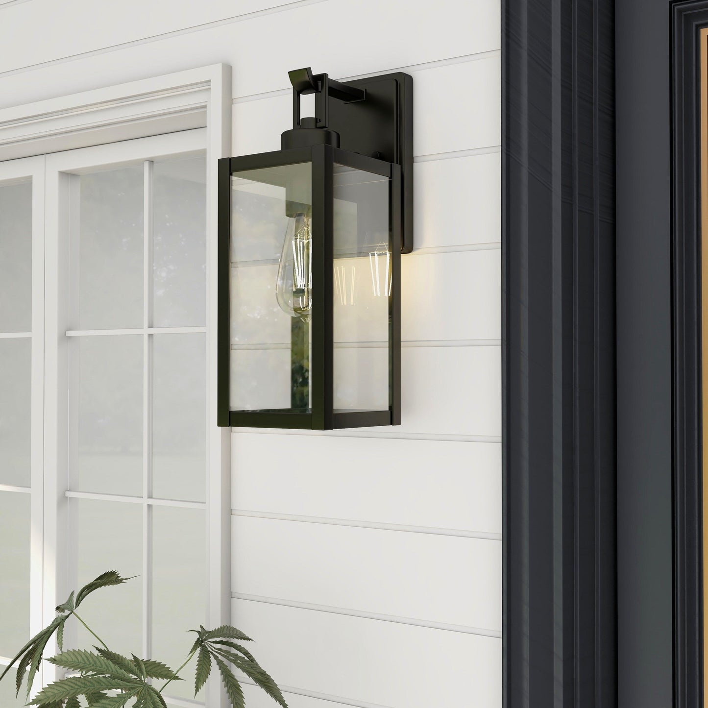 Lanterne murale d'extérieur moderne noire mate à 1 ampoule