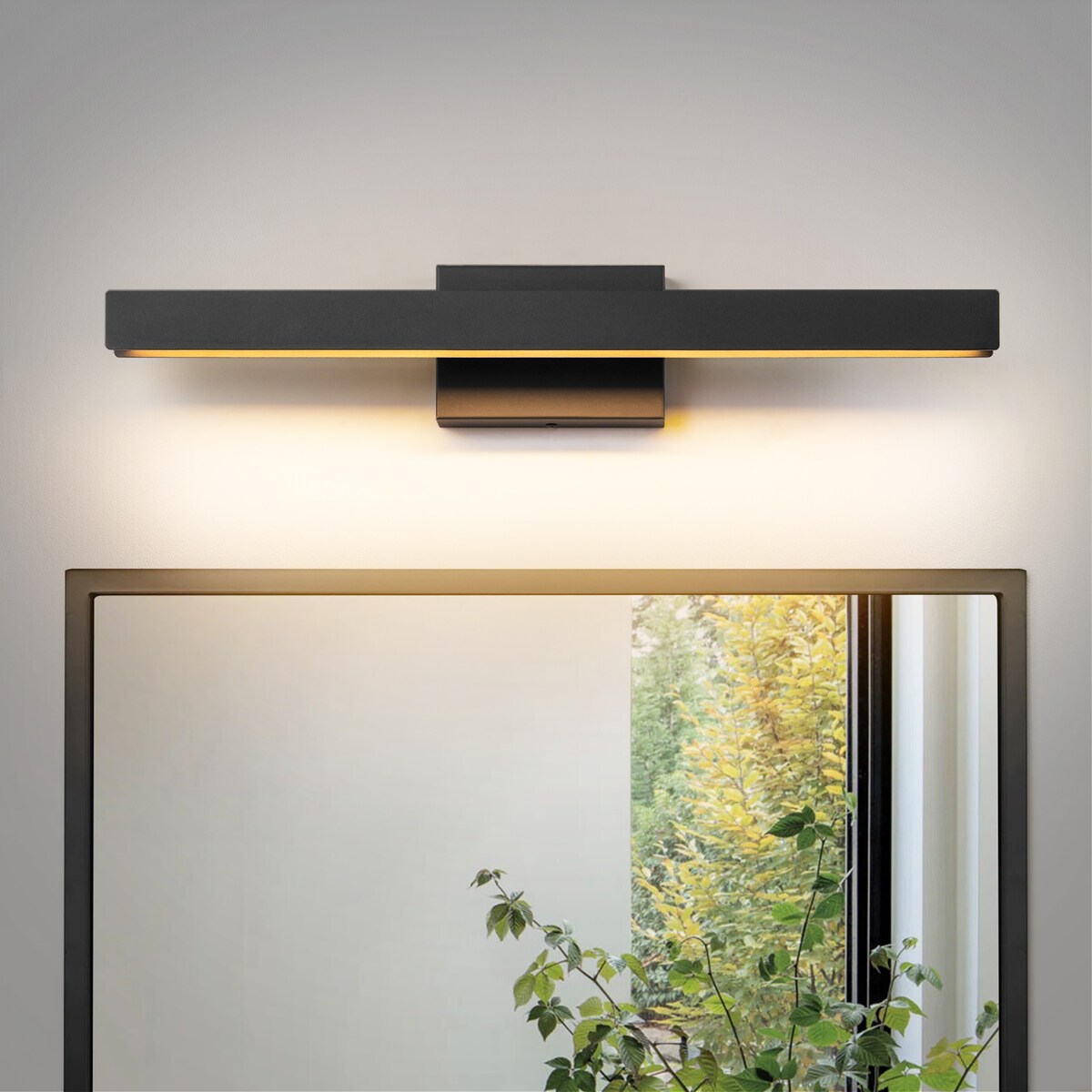 Applique murale LED intégrée, linéaire et moderne, noire, à 1 ampoule, à intensité variable et rotative, pour salle de bain