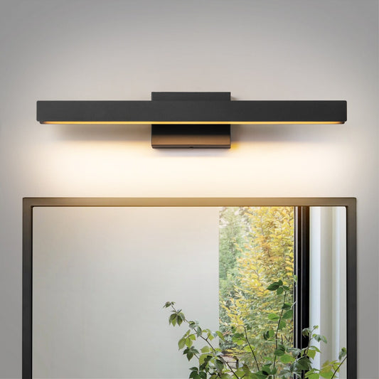 Applique murale LED intégrée, linéaire et moderne, noire, à 1 ampoule, à intensité variable et rotative, pour salle de bain