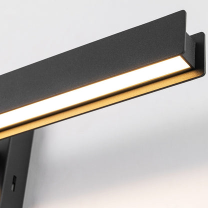 Applique murale LED intégrée, linéaire et moderne, noire, à 1 ampoule, à intensité variable et rotative, pour salle de bain
