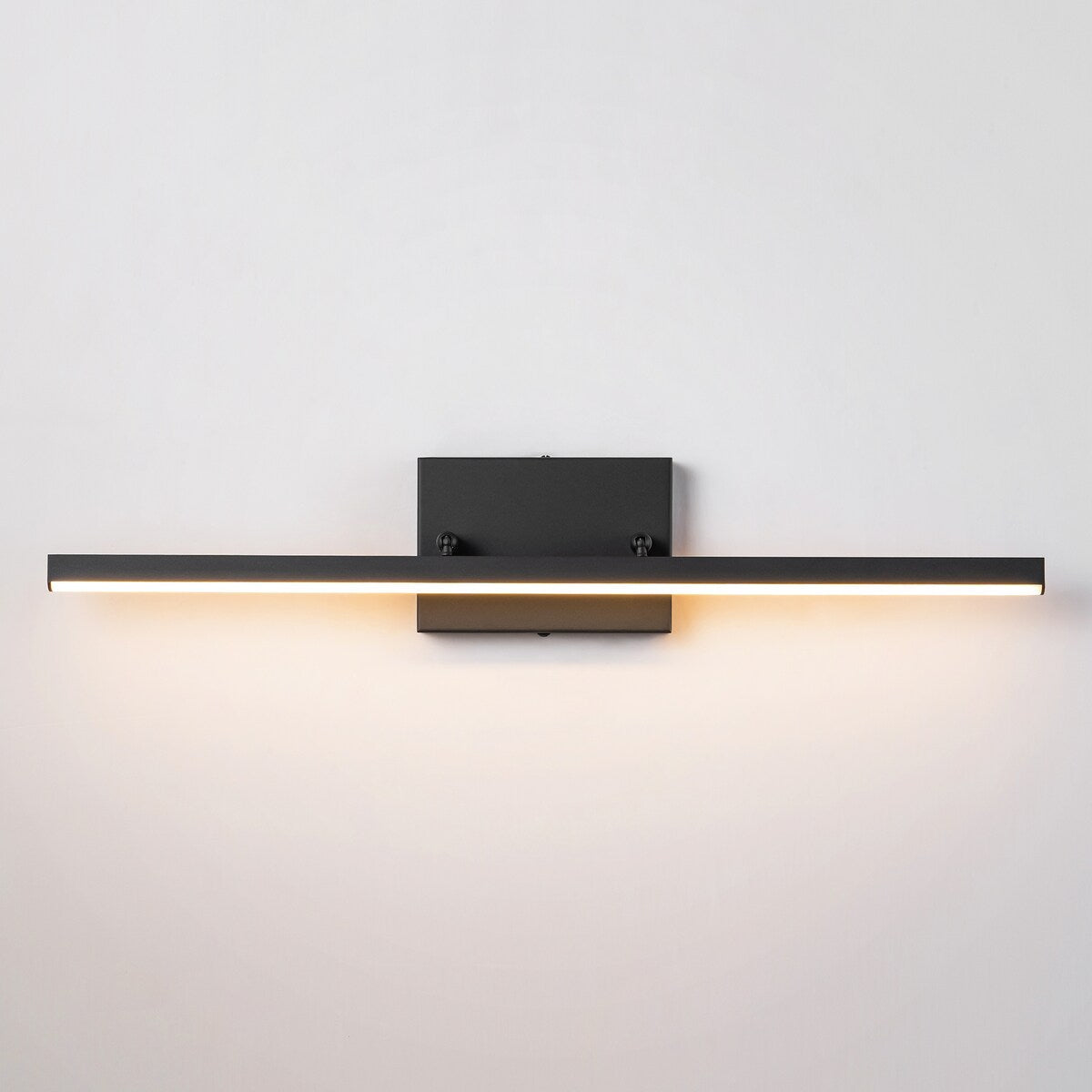 Applique murale LED intégrée, linéaire et moderne, noire, à 1 ampoule, à intensité variable et rotative, pour salle de bain