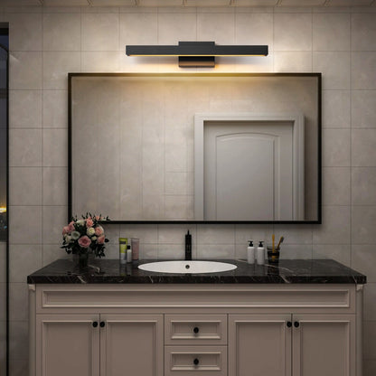 Applique murale LED intégrée, linéaire et moderne, noire, à 1 ampoule, à intensité variable et rotative, pour salle de bain