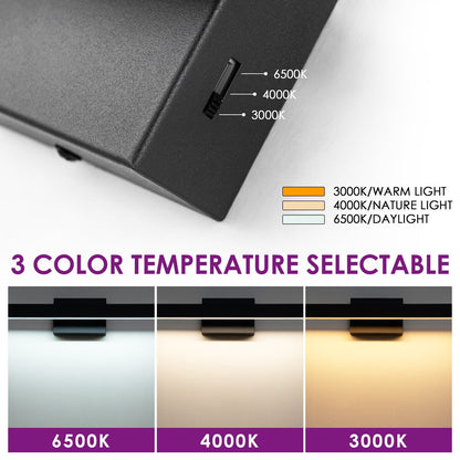 Applique murale LED intégrée, linéaire et moderne, noire, à 1 ampoule, à intensité variable et rotative, pour salle de bain