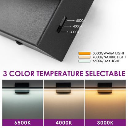 Applique murale LED intégrée, linéaire et moderne, noire, à 1 ampoule, à intensité variable et rotative, pour salle de bain