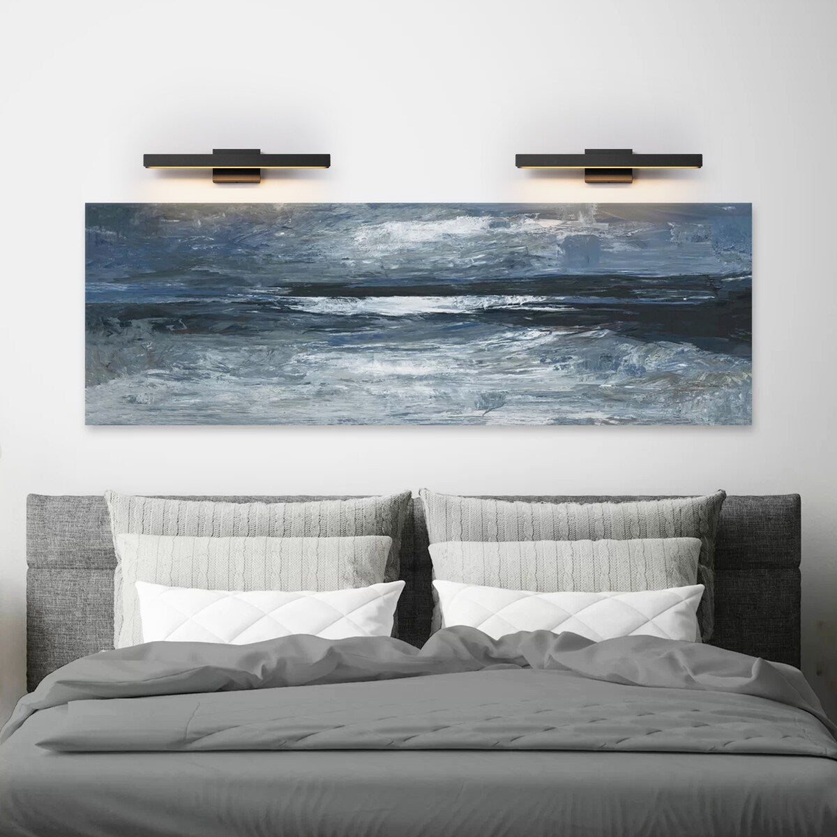 Applique murale LED intégrée, linéaire et moderne, noire, à 1 ampoule, à intensité variable et rotative, pour salle de bain