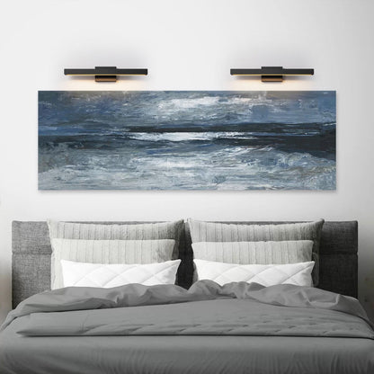 Applique murale LED intégrée, linéaire et moderne, noire, à 1 ampoule, à intensité variable et rotative, pour salle de bain