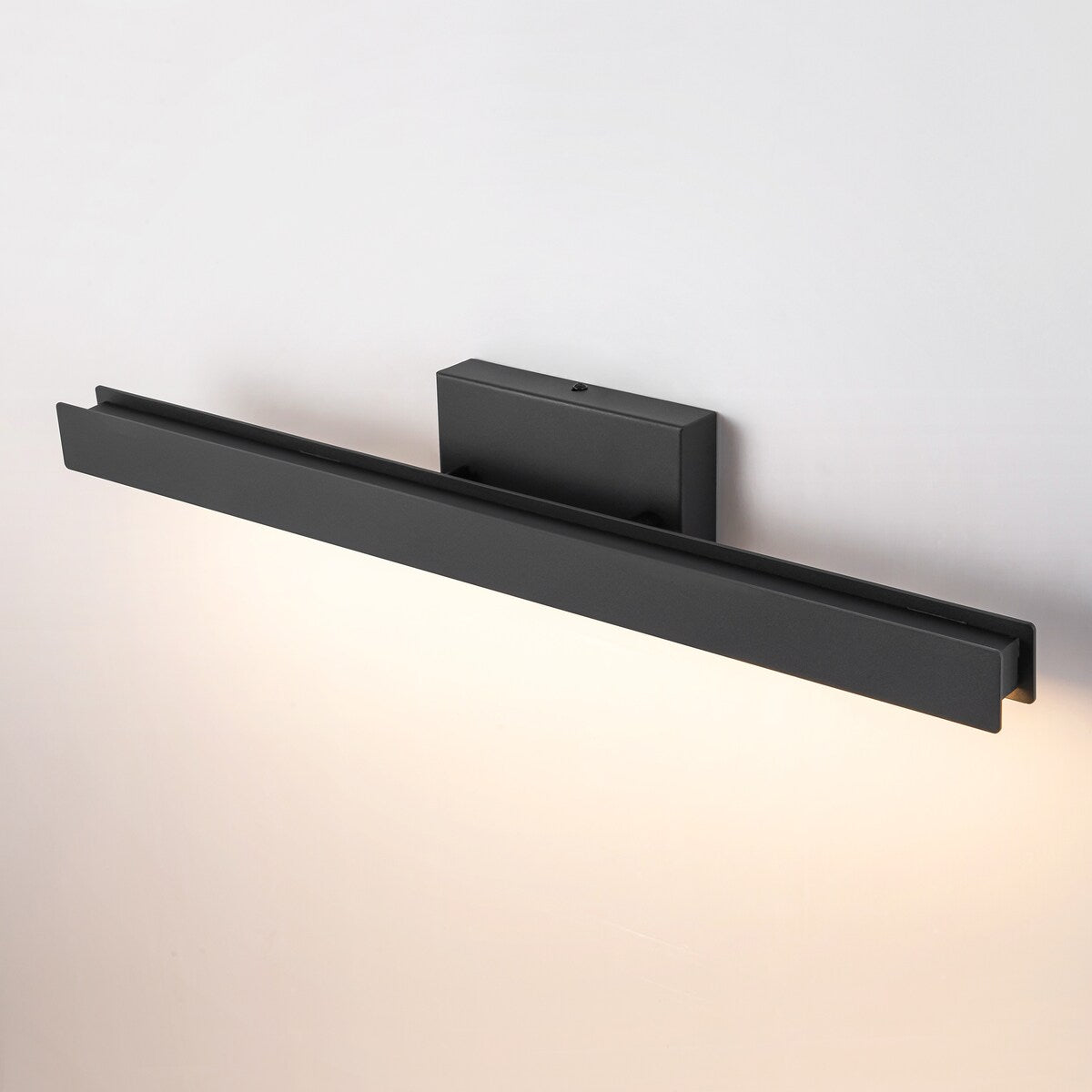 Applique murale LED intégrée, linéaire et moderne, noire, à 1 ampoule, à intensité variable et rotative, pour salle de bain