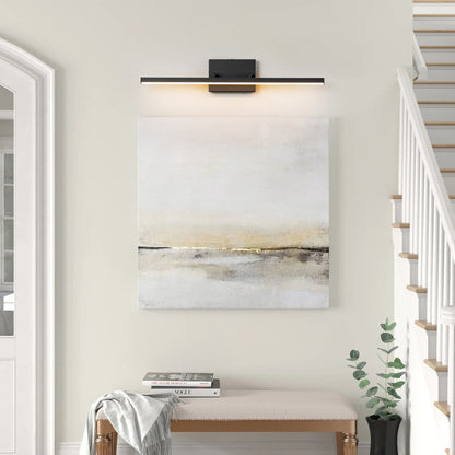 Applique murale LED intégrée, linéaire et moderne, noire, à 1 ampoule, à intensité variable et rotative, pour salle de bain