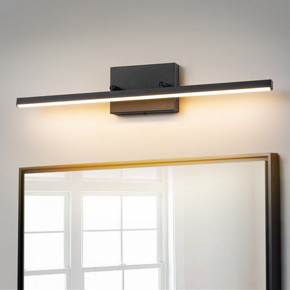 Applique murale LED intégrée, linéaire et moderne, noire, à 1 ampoule, à intensité variable et rotative, pour salle de bain